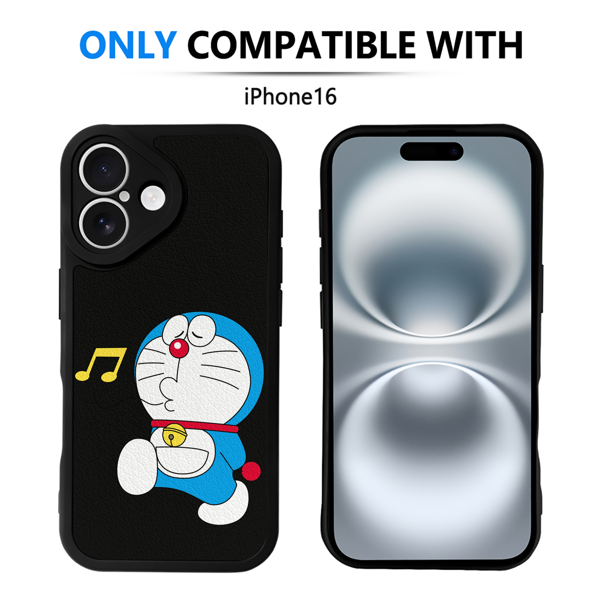 （画像用） ドラえもん Doraemon 【iPhone 16シリーズ対応】シリコンスマホケース（レザー調） 材質：シリコン